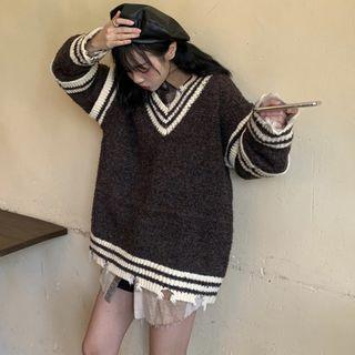 Long-sleeve Plaid Shirt / Sweater
