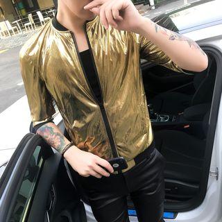 Elbow-sleeve Bomber Jacket