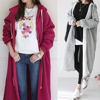 Raglan-shoulder Long Hoodie