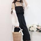 Strappy Wide Leg Jumpsuit / Light Jacket