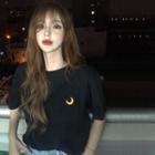 Moon Embroidered Short Sleeve T-shirt