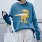 Dinosaur Jacquard Sweater As Shown In Figure - One Size