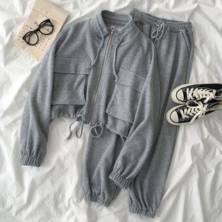 Set: Zip-up Jacket + Straight-leg Jogger Sweatpants