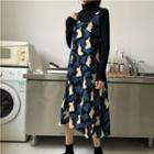 Printed Strappy Chiffon Midi Dress / Midi A-line Skirt
