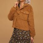 Cropped Fleece Button-up Jacket