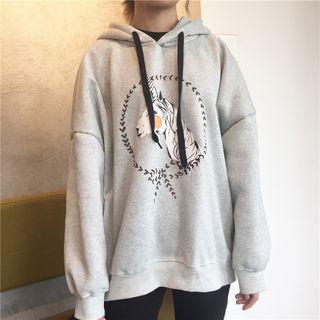 Horse Print Dolman-sleeve Hoodie