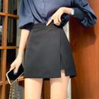 Inset Shorts Deep-slit Wrap Miniskirt