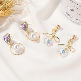 Rhinestone Faux Crystal Flower Drop Earring