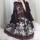 Sleeveless Printed A-line Dress / Hair Piece / Set