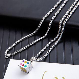 Dice Pendant Stainless Steel Necklace Silver - One Size