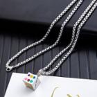 Dice Pendant Stainless Steel Necklace Silver - One Size