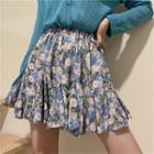 Floral Print Mini Chiffon Skirt