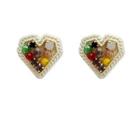 Heart Embellished Alloy Earring 1 Pair - Off-white - One Size