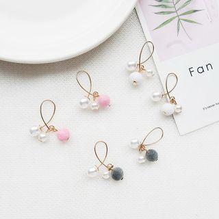 Faux Pearl Pom Pom Earrings