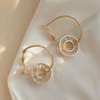 925 Sterling Silver Rhinestone Hoop Earring 1 Pair - S925 Silver Needle - Gold - One Size