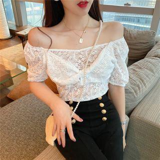 Short-sleeve Lace Twist Blouse