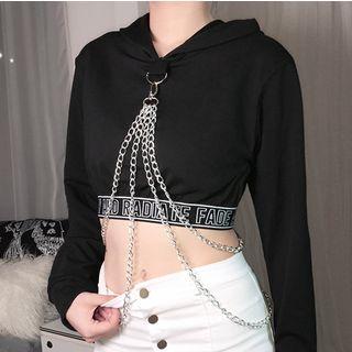 Letter Trim Chained Hoodie