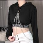 Letter Trim Chained Hoodie