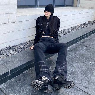 Print Boot-cut Jeans