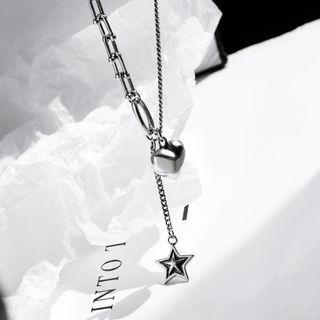 Heart Star Necklace 1 Piece - Heart - One Size