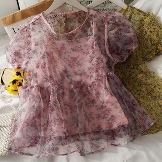 Loose-fit Sheer Peplum Top With Casmiole