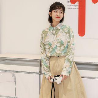Printed Color-block Oversize Shirt