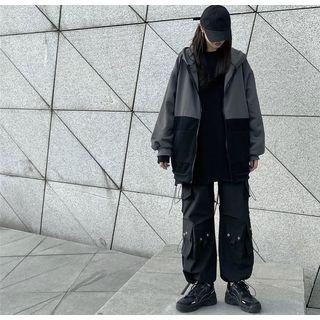 Two-tone Zip Hoodie As Shown In Figure - One Size