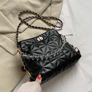 Quilted Bead Strap Crossbody Bag