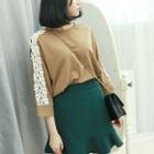 Crochet Lace Trim-sleeve T-shirt