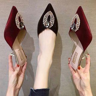 Rhinestone Water Drop Stiletto Heel Slide Sandals