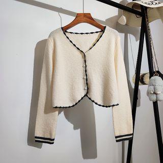 Cropped V-neck Single-breasted Cardigan