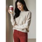 Mock-neck Dotted Cable-knit Top