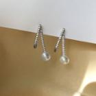 925 Sterling Silver Faux Pearl Earring 1 Pair - Back Earring - As Shown In Figure - One Size