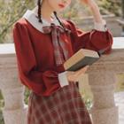Plaid Ribbon Buttoned Jacket