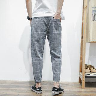 Check Tapered Cropped Pants