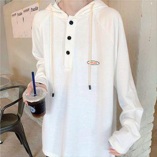 Long Sleeve Plain Button-up Hoodie