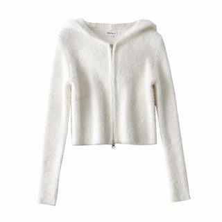 Fluffy Zip Knit Hoodie