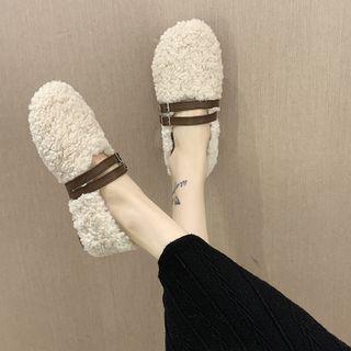 Fleece Buckled Flats