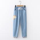 Fox Embroidered Straight-cut Jeans