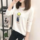 Printed Embroidered Long Sleeve T-shirt