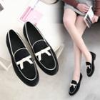 Bow Contrast Trim Loafers