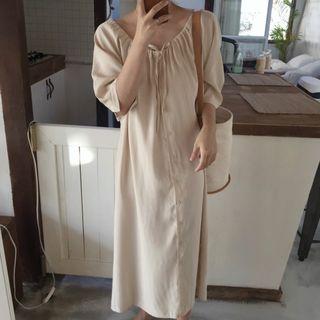 Off-shoulder  Elbow-sleeve Dress