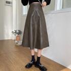 High-waist Pu Midi Skirt