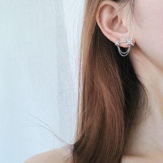 Sterling Silver Asymmetric Star Earrings