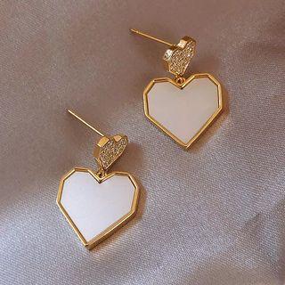 Rhinestone Heart Dangle Earring 1 Pair - Silver Pin - As Shown In Figure - One Size