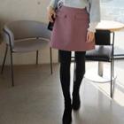 Flap-pocket Wool Blend Mini A-line Skirt