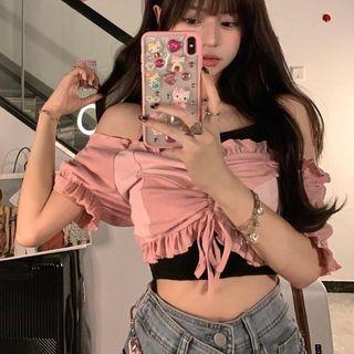 Short-sleeve Frill Trim Top / Camisole Top