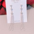 Faux Pearl Fringed Drop Earring 1 Pair - White - One Size