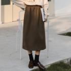Midi A-line Skirt Coffee - One Size
