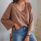 Scoop-neck 3/4-sleeve T-shirt